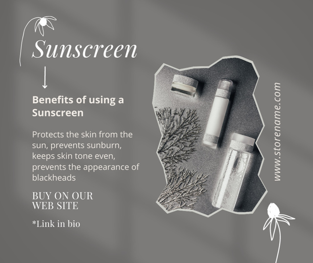 Black and White Ad of Sunscreens Sale Facebook Tasarım Şablonu