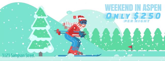 Skier Riding on a Snowy Slope Facebook Video cover Design Template