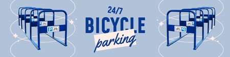 Plantilla de diseño de Anuncio de servicios de estacionamiento de bicicletas 24 horas al día, 7 días a la semana Twitter 