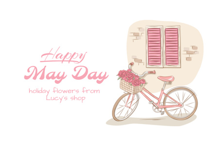 May Day Holiday Greeting Postcard 4x6in Design Template