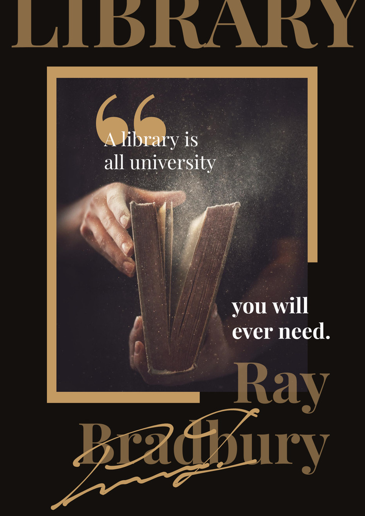 Opening paper book with Quote Poster – шаблон для дизайну