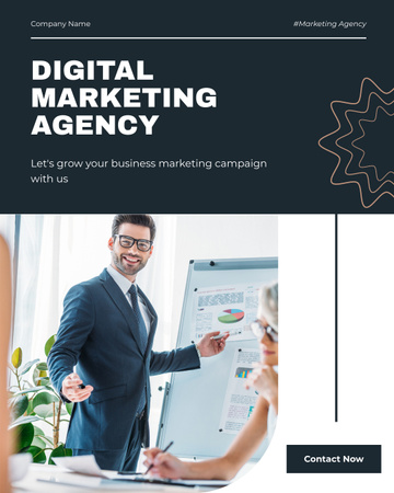 Oferta de serviço de agência de marketing digital com colegas no escritório Instagram Post Vertical Modelo de Design