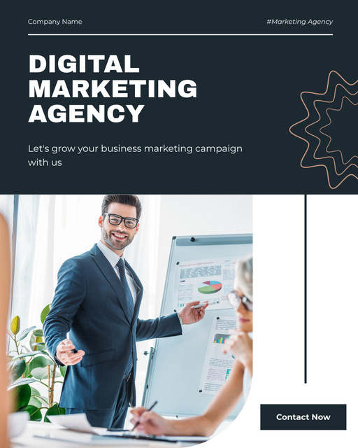 Digital Marketing Agency Service Offer with Colleagues in Office Instagram Post Vertical Tasarım Şablonu