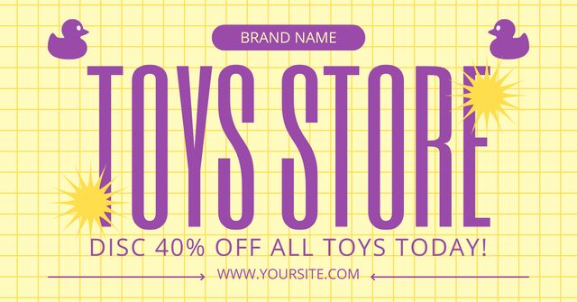 Template di design Discount on All Toys Today on Yellow Facebook AD