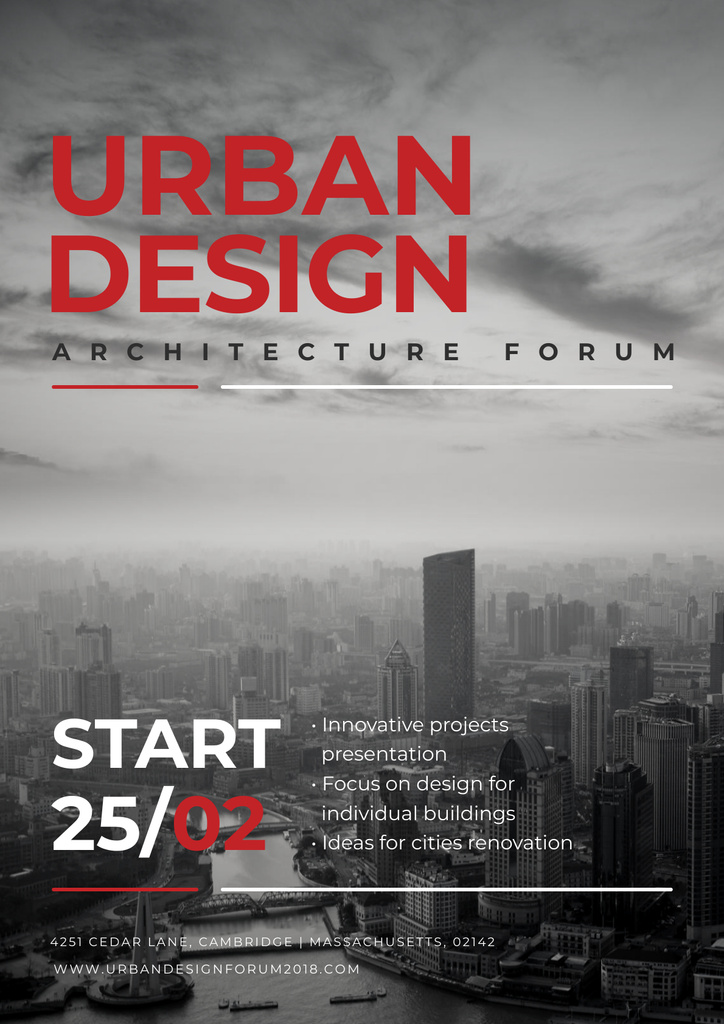 Plantilla de diseño de Urban Design Architecture Forum with Red Inscription Poster 