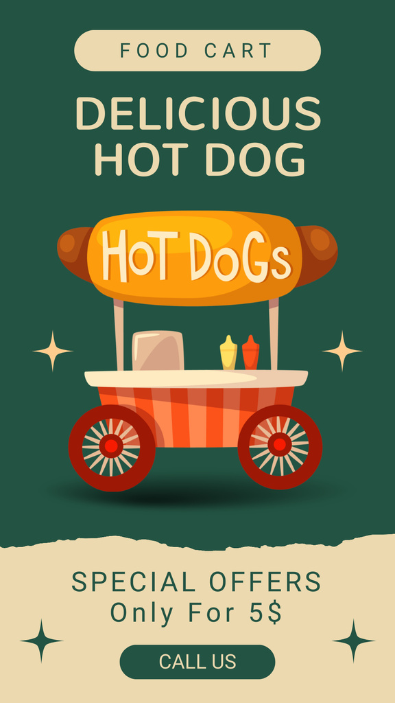 Offer of Delicious Hot Dogs Instagram Story – шаблон для дизайна