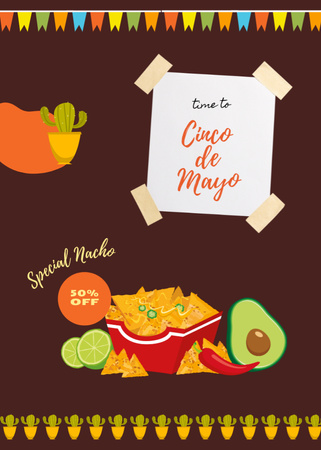 Mexican Food Offer for Holiday Cinco de Mayo Postcard 5x7in Vertical Design Template
