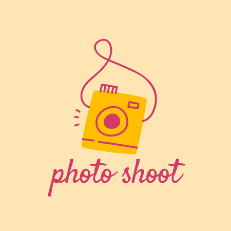 Modèle de visuel Emblème du service de photographie avec appareil photo Doodle - Logo