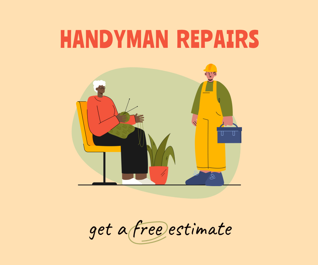 Designvorlage Handyman Services for Seniors für Large Rectangle
