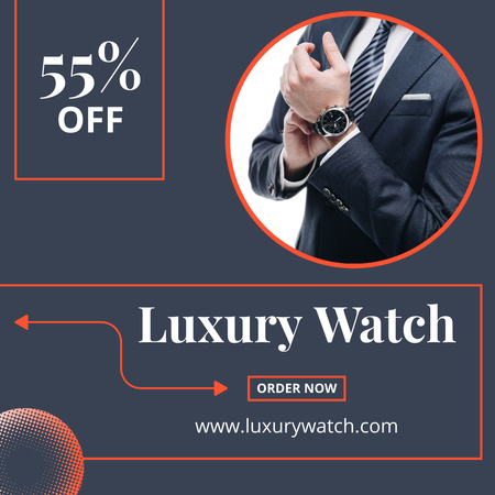 Venda de relógios de luxo cinza Instagram Modelo de Design