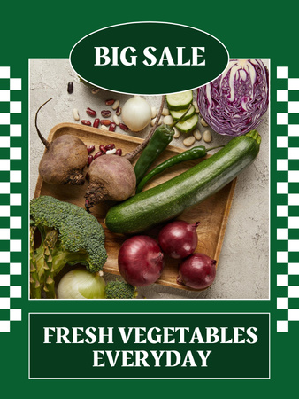 Fresh Daily Veggies Sale Offer In Green Poster US Design Template