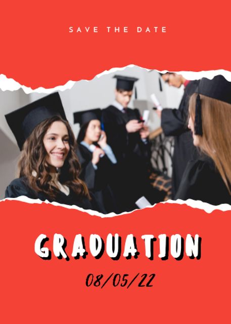 Graduation Announcement with Happy Students Invitation – шаблон для дизайна