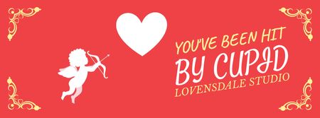Valentine's Card with Cupid shooting Arrow Facebook Video cover Design Template