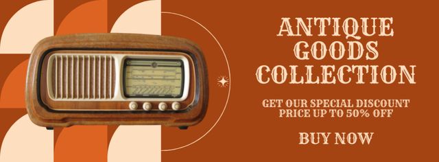 Antique Stuff Collection WIth Radio Offer Facebook cover – шаблон для дизайну