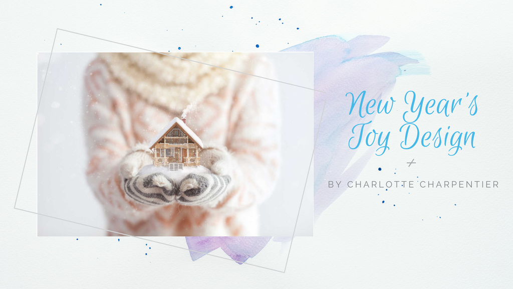 Template di design Hands holding house model for New Year Title 1680x945px
