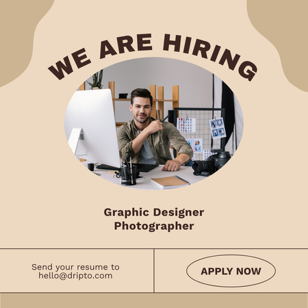 Designvorlage Designer and photographer jobs offer für Instagram