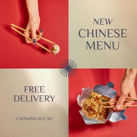 Designvorlage chinesisches lebensmittelangebot für Instagram AD
