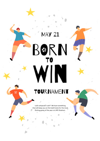Football Tournament Event with Players Poster B2 Design Template