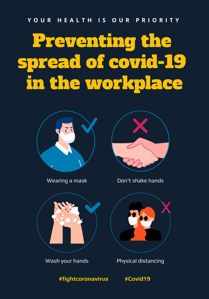 Preventing the spread of covid-19 Poster 28x40in – шаблон для дизайну