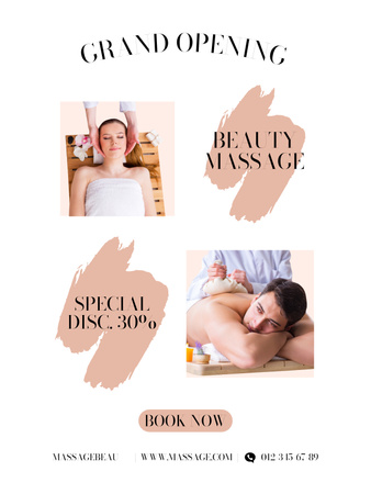 Massage Studio Grand Opening Announcement Poster US Design Template