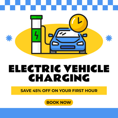 Huge Discount on First Hour of Charging Electric Car Instagram Design Template