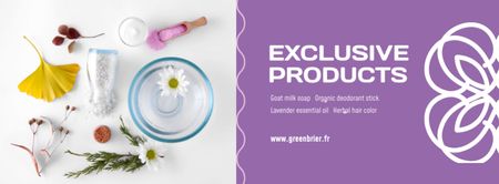 Ontwerpsjabloon van Facebook cover van Beauty Shop-aanbieding met natuurlijke huidverzorgingsproducten