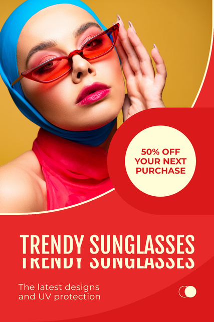 Fashionable Women's Sunglasses Offer for New Season Pinterest Design Template