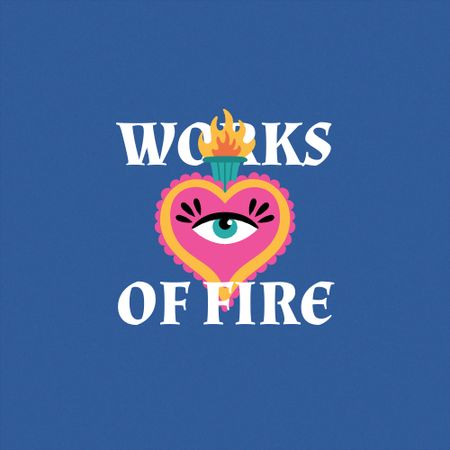 Emblem with Burning Heart on Purple Animated Logo Design Template