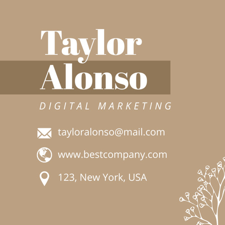 Digital Marketing Specialist Introductory Card Square 65x65mm Design Template