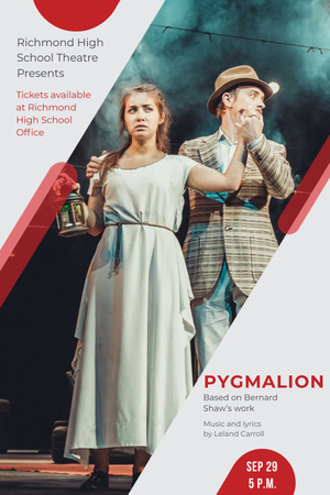 Divadelní pozvání s herci v představení Pygmalion Pinterest Šablona návrhu