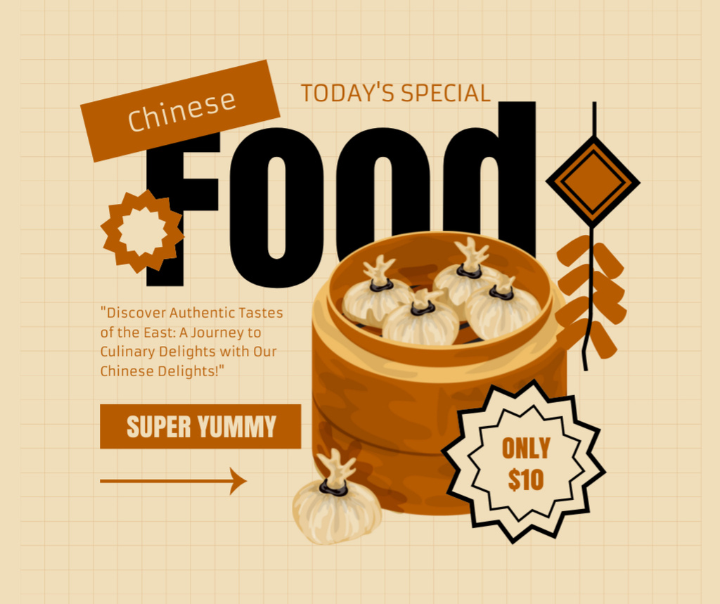 Designvorlage Chinese Food Special Offer Today Only für Facebook