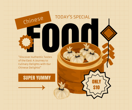 Plantilla de diseño de Oferta especial de comida china solo hoy Facebook 