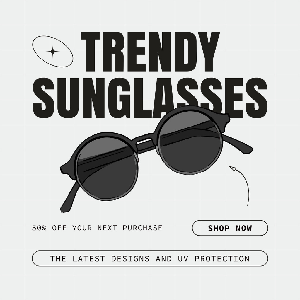 Modèle de visuel Offer Branded Sunglasses at Half Price - Instagram