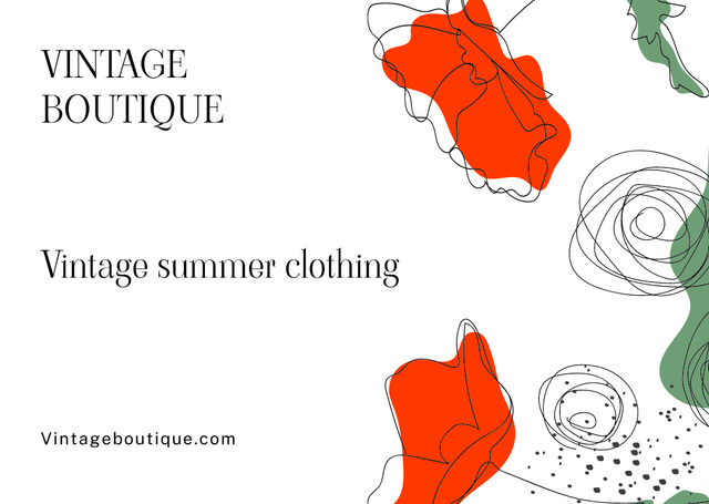 Summer Sale in Old-fashioned Boutique Card Design Template