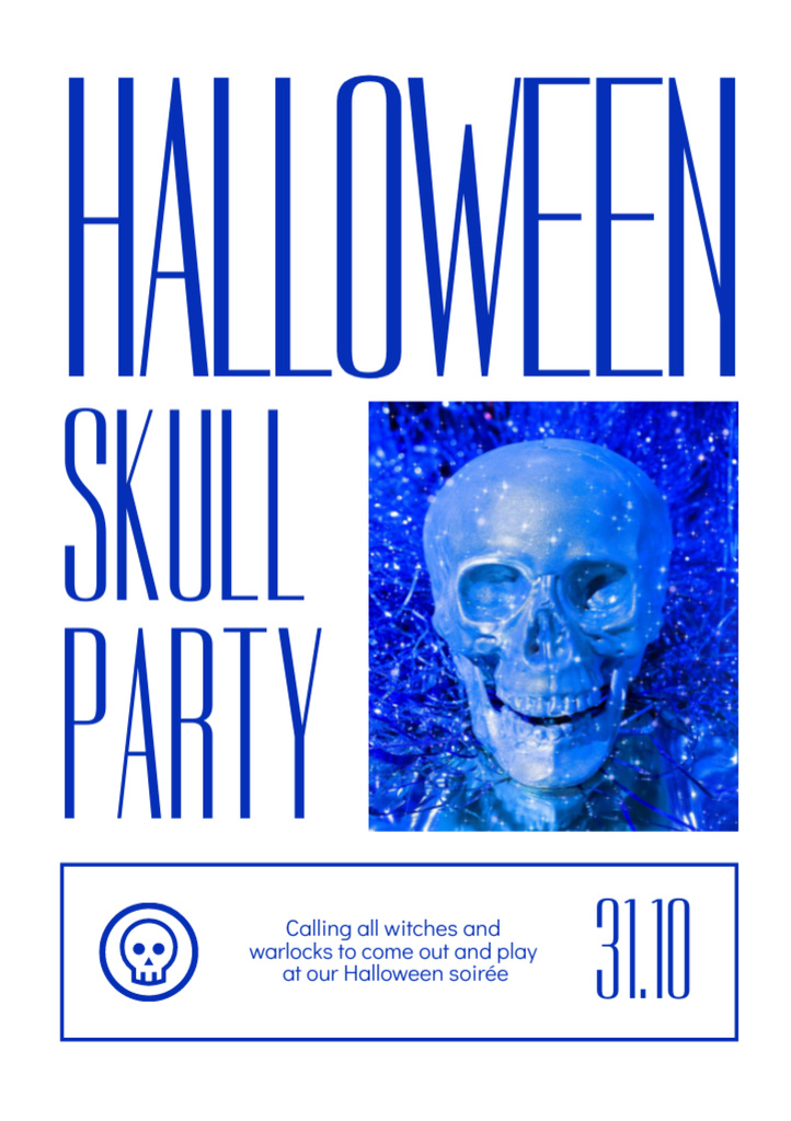 Halloween Skull Party Announcement Flyer A5 Design Template