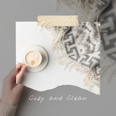 Warm Coffee and Cozy Plaid Animated Post Design Template
