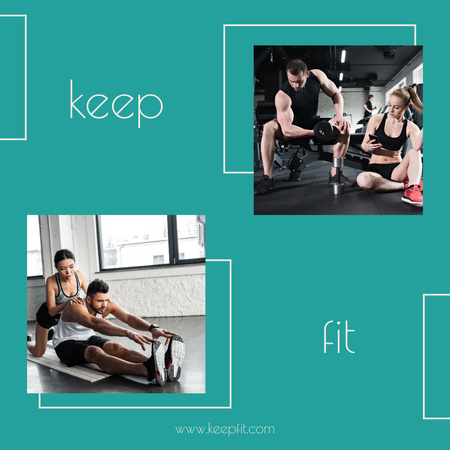 Fitness Club Advertisement with Personal Trainer Instagram Design Template