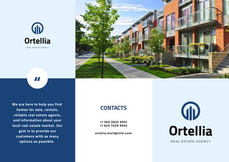 Real Estate Offer with Houses Facades Brochure Design Template
