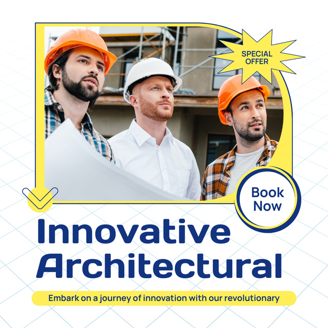Designvorlage Innovative Architectural Solutions Ad with Builders' Team für Instagram