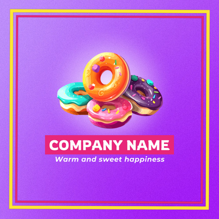 Oferta deliciosa da loja de donuts com frase cativante Animated Logo Modelo de Design
