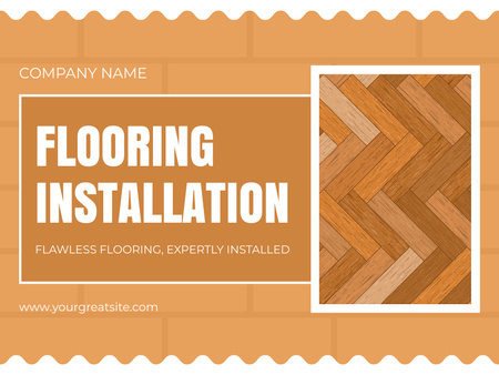 Flooring Installation Services Ad with Stylish Wooden Floor Presentation Design Template
