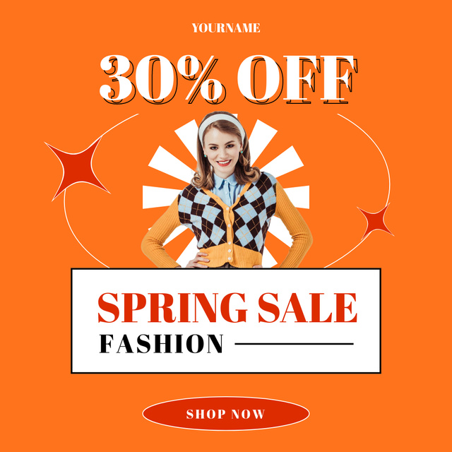 Spring Sale for Stylish Women in Orange Instagram AD Tasarım Şablonu