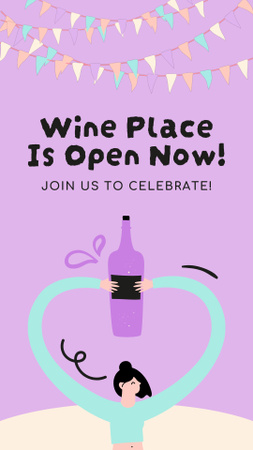 Grande inauguração da loja de vinhos com taça de boas-vindas Instagram Video Story Modelo de Design