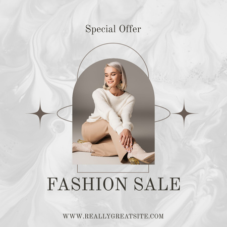 Fashion Collection Special Offer with Stylish Young Woman Instagram Design Template