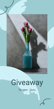 Vases Giveaway announcement with funny Girl Graphic Modelo de Design
