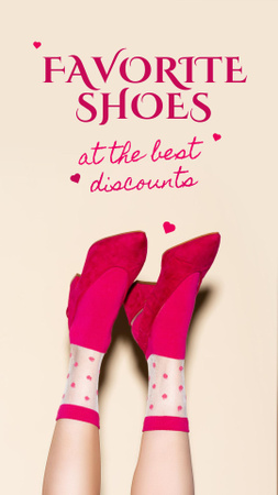 Discount Offer on Valentine's Day with Stylish Shoes Instagram Story Πρότυπο σχεδίασης