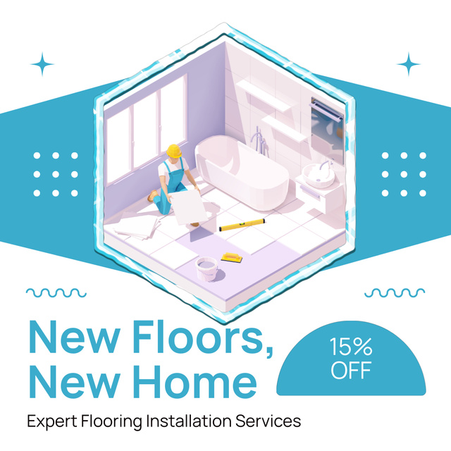 New Floors Installation In Bathroom At Reduced Rates Animated Post Πρότυπο σχεδίασης