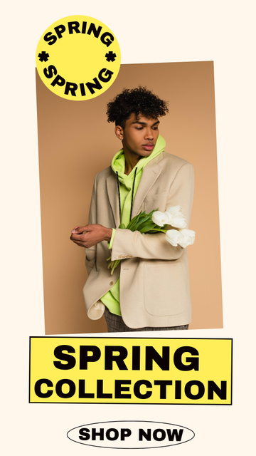 Ontwerpsjabloon van Instagram Story van Spring Sale with Stylish African American