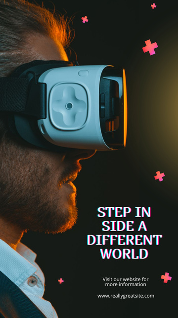 Man in Suit Wearing VR Glasses Instagram Story Design Template