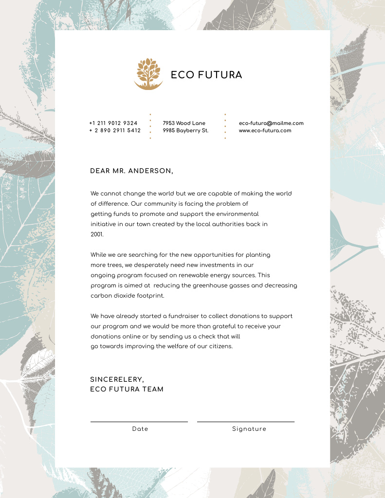 Template di design Eco Company Fundraising Offer Letterhead 8.5x11in